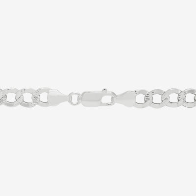 Womens Sterling Silver 8 1/2 Inch Solid Curb Chain Bracelet