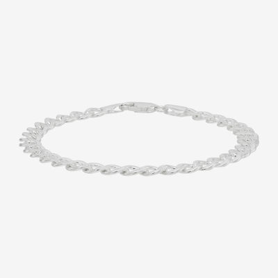 Womens Sterling Silver 8 1/2 Inch Solid Curb Chain Bracelet