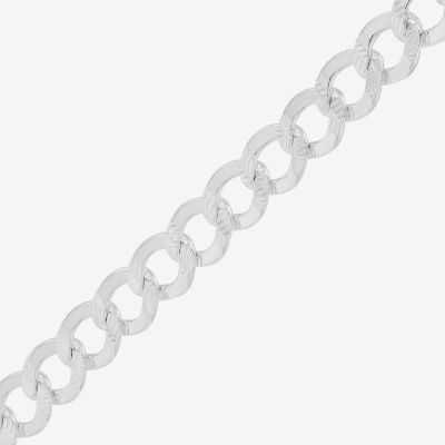 Womens Sterling Silver 8 1/2 Inch Solid Curb Chain Bracelet