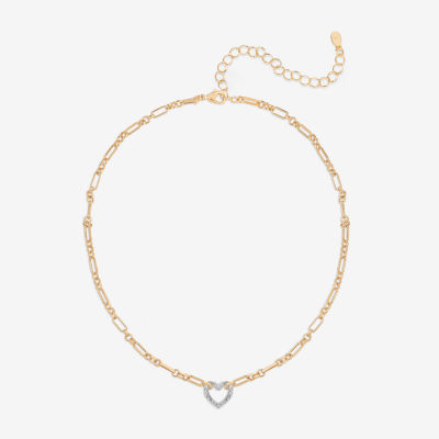 Bijoux Bar Delicates Two Tone Womens Glass Heart 16 Inch Pendant Necklace