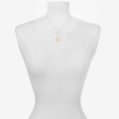 Bijoux Bar Delicates Two Tone Womens Glass Heart 16 Inch Pendant Necklace