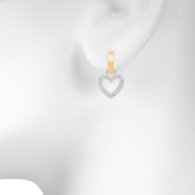 Bijoux Bar Delicates Two Tone Womens Glass Heart Drop Earrings