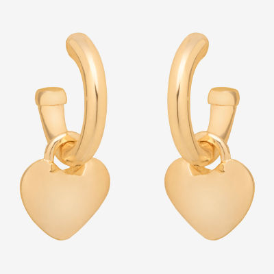 Bijoux Bar Delicates Gold Tone Womens Heart Drop Earrings
