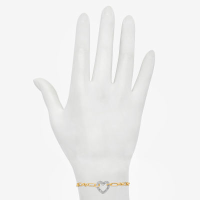 Bijoux Bar Delicates Two Tone Womens Glass Heart Bolo Bracelet