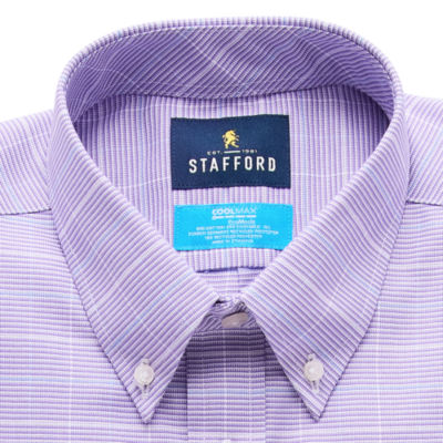 Stafford Coolmax All Season Ecomade Oxford Mens Regular Fit Stretch Fabric Wrinkle Free Long Sleeve Dress Shirt