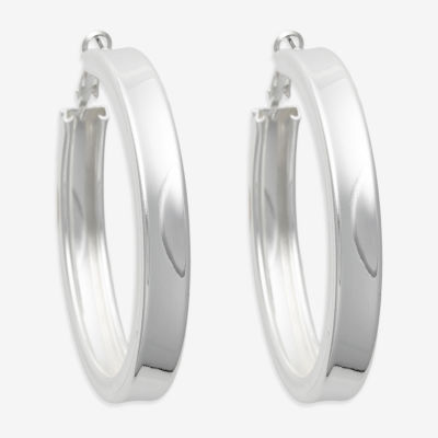 Bold Elements Silver Tone Womens 61.1mm Hoop Earrings