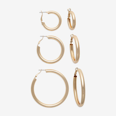 Bold Elements Silver Tone Womens 3 Pair Earring Set