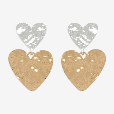 Bold Elements Gold Tone Womens Heart Drop Earrings