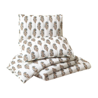 Laurel & Mayfair Mughal Flower Block Print\N 3-pc. Floral Quilt Set