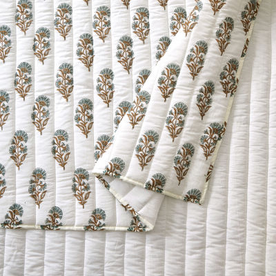 Laurel & Mayfair Mughal Flower Block Print\N 3-pc. Floral Quilt Set