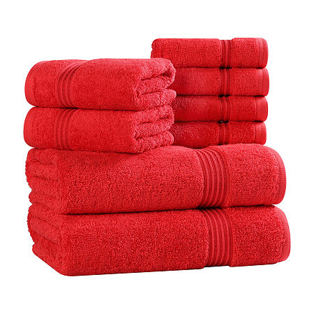 Superior Heritage Collection | 100% Egyptian Cotton 8-pc. Quick Dry Bath Towel Set In Red