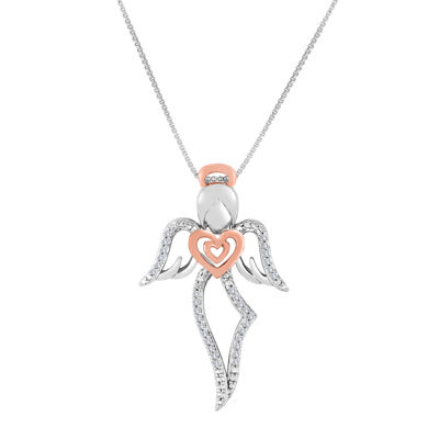 ForeverMine® 1/10 CT.T.W. Natural Diamond Two-Tone Angel Pendant Necklace