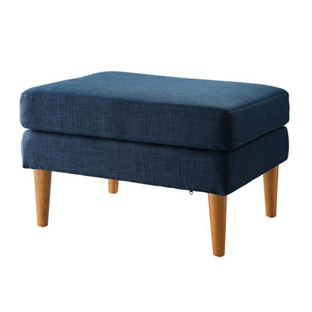 Marlow Mid Century Ottoman, One Size, Blue