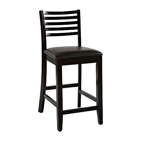 Triena Ladder Barstool With Back, One Size, Brown