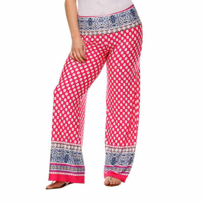 White Mark Womens Plus High Rise Wide Leg Palazzo Pant
