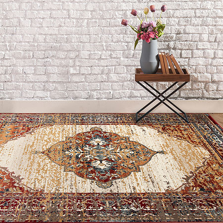 Amer Rugs Arlenu Cass Medallion Rectangular Rugs & Floor Coverings Indoor Medallion Accent Rugs, One Size, Red