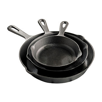 Home Basics 3 Piece Cast Iron Skillet Set Includes 6, 8, and