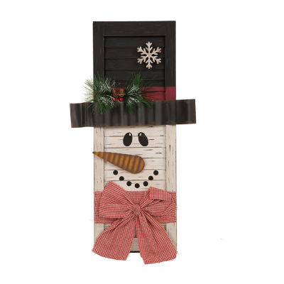 Glitzhome Snowman Shutter Wall Sign