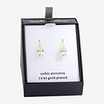 Sparkle Allure Cubic Zirconia 14K Gold Over Brass Rectangular Drop Earrings