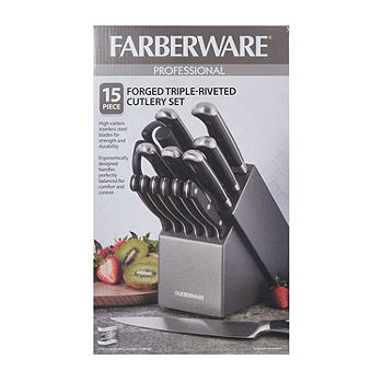 Farberware 15pc Cutlery Forged Triple Rivet Knife Block Set with