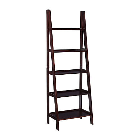 Almasy 5-Shelf Leaning Bookshelf, One Size, Brown