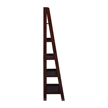 Almasy 5-Shelf Leaning Bookshelf, One Size, Brown