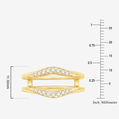 Womens 1/5 CT. Natural White Diamond 10K Gold Wedding Ring Guard