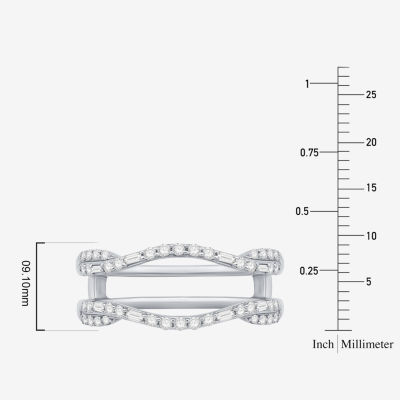 Womens 1/2 CT. T.W. Natural White Diamond 10K White Gold Wedding Ring Guard