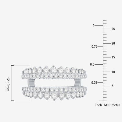 Womens 1 CT. T.W. Natural White Diamond 10K White Gold Wedding Ring Guard