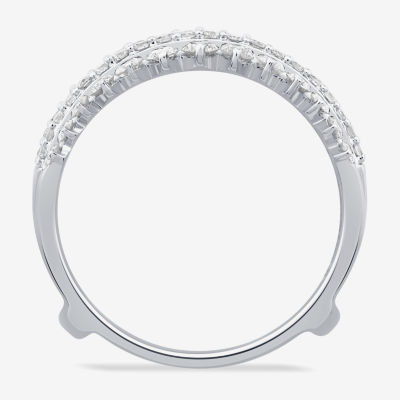 Womens 1 CT. T.W. Natural White Diamond 10K White Gold Wedding Ring Guard