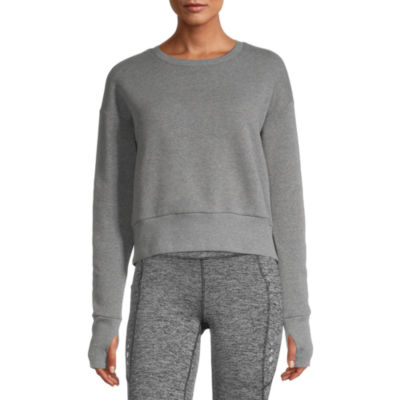 Xersion Womens Crew Neck Long Sleeve Sweatshirt Petite, Color: Heather Grey  - JCPenney