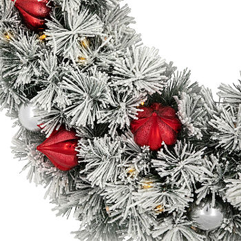 Northlight Pre-Lit Battery Operated Black Bristle Artificial Christmas  Wreath - 36 inches - Warm White LED Lights