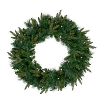Northlight Green Mixed Rosemary Emerald Angel Pine Artificial 30-Inch Clear Lights Indoor Pre-Lit Christmas Wreath