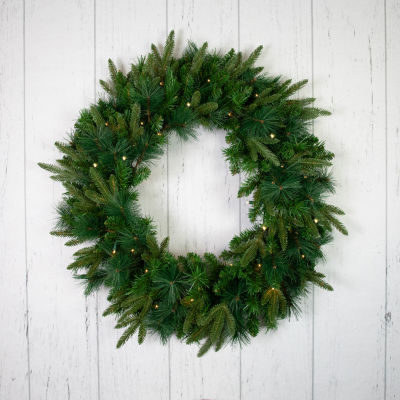 Northlight Green Mixed Rosemary Emerald Angel Pine Artificial 30-Inch Clear Lights Indoor Pre-Lit Christmas Wreath