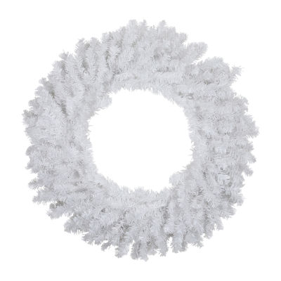 Northlight White Canadian Pine Artificial 30 Inch  Unlit Indoor Christmas Wreath