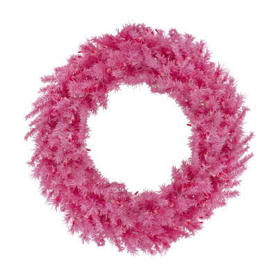 Northlight 36" Pink Spruce Artificial Pink Lights Indoor Pre-Lit Christmas Wreath