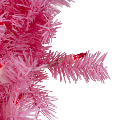 Northlight "36"" Pink Spruce Artificial Pink Lights" Pre-Lit Wreath