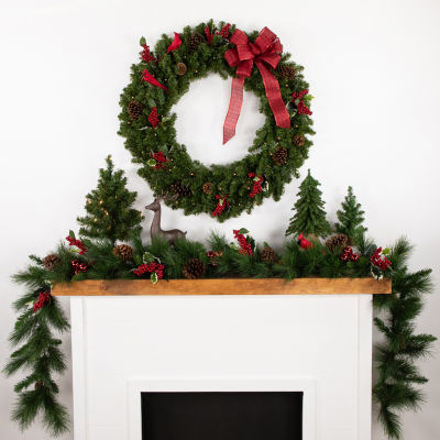 Northlight Canadian Pine Artificial Double 36-Inch Clear Led Lights Indoor Pre-Lit Christmas Wreath