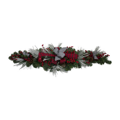 Northlight 52" Houndstooth Bows And Berries Artificial Unlit Christmas Swags