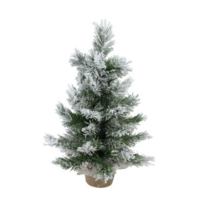 Northlight Medium Artificial Burlap Base Unlit 1 1/2 Feet Flocked Pine Christmas Tree