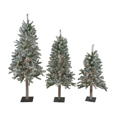 Northlight Set Of 3 Slim Artificial Clear Lights 5 Foot Pre-Lit Pine Christmas Tree