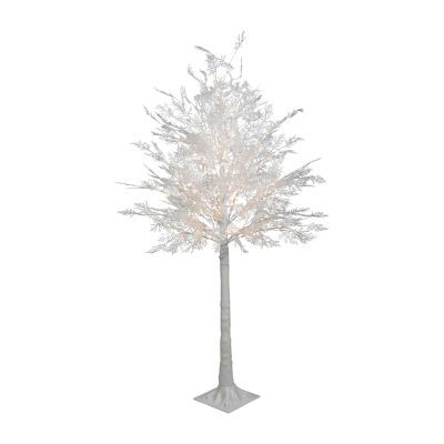 Northlight White Led Lighted Floral Artificial Warm White Lights 5 Foot Pre-Lit Christmas Tree