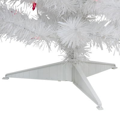 Northlight 4' Pre-lit White Iridescent Pine Artificial Christmas Tree -  Pink Lights