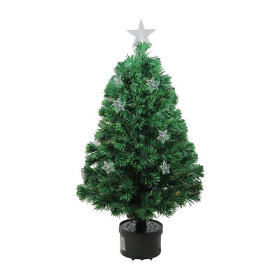 Northlight Potted Fiber Optic Artificial With Stars Multicolor Lights 4 Foot Pre-Lit Christmas Tree
