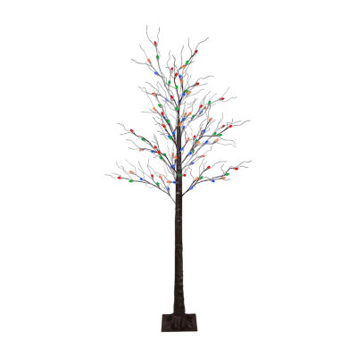 Northlight Brown Led Lighted Frosted Twig Multi-Color Lights 6 Foot Pre-Lit Christmas Tree