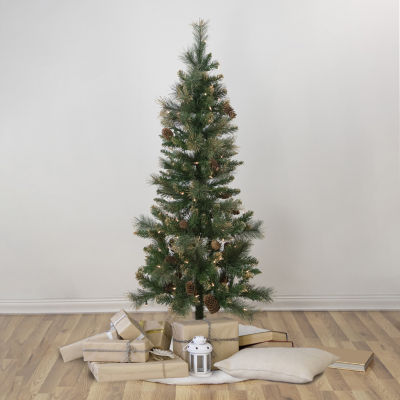 Northlight Yorkshire Pencil Artificial  Clear Lights 4 1/2 Foot Pre-Lit Pine Christmas Tree