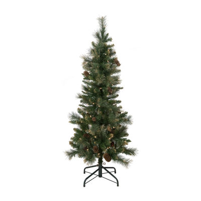 Northlight Yorkshire Pencil Artificial  Clear Lights 4 1/2 Foot Pre-Lit Pine Christmas Tree