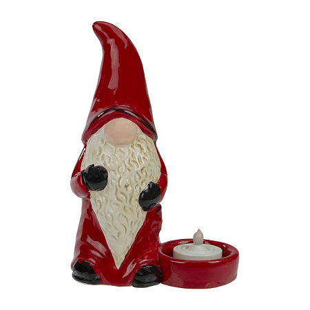 Northlight 7 Red And Black Gnome Tea Light Candle Holder Christmas Tabletop Decor, One Size, Red