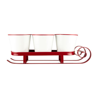 Northlight 18.75" Red Sleigh With Sentiment Buckets Centerpiece Christmas Tabletop Decor