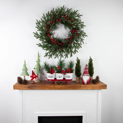 Northlight "18.75"" Red Sleigh With Sentiment Buckets Centerpiece" Christmas Tabletop Decor